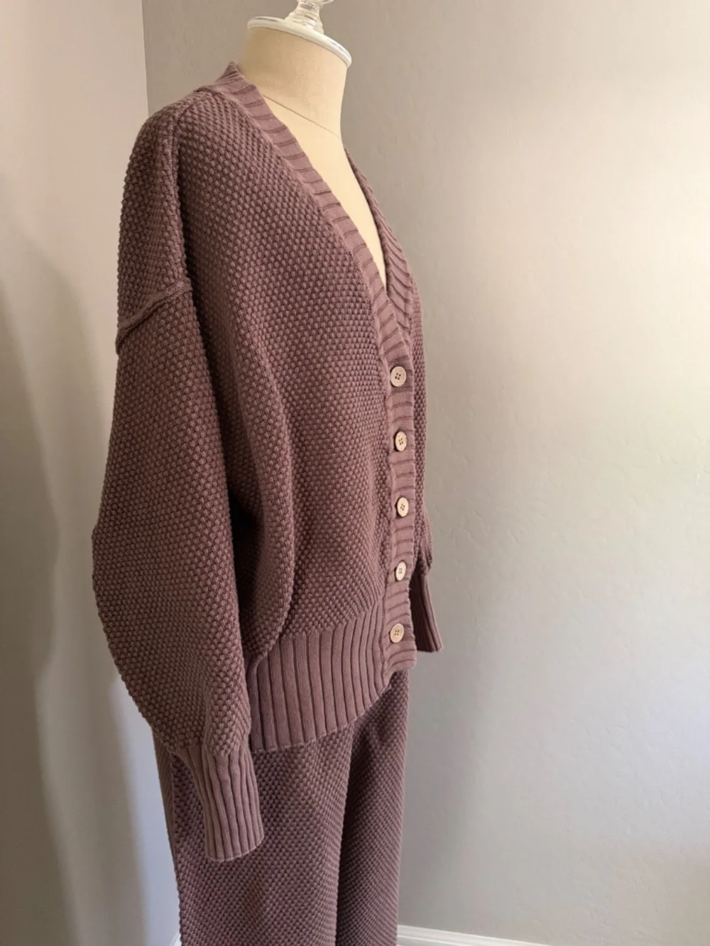 Free People Hailee Cardigan and Pant Cotton Set FP Beach Gulf Cocoa Size Small - Picture 3 of 10